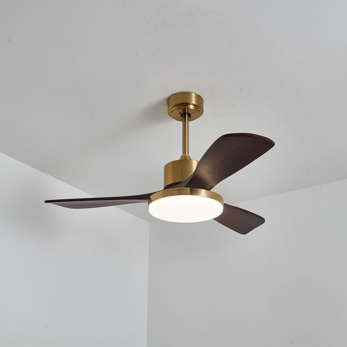 Aurevo Ceiling Fan Light with LED and Walnut Blades