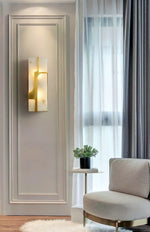Aurevon Alabaster Wall Sconce in Brushed Brass – Modern Luxury Lighting