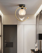 Auri Bird Ceiling Light – Sculptural Brass & Glass Flush Mount
