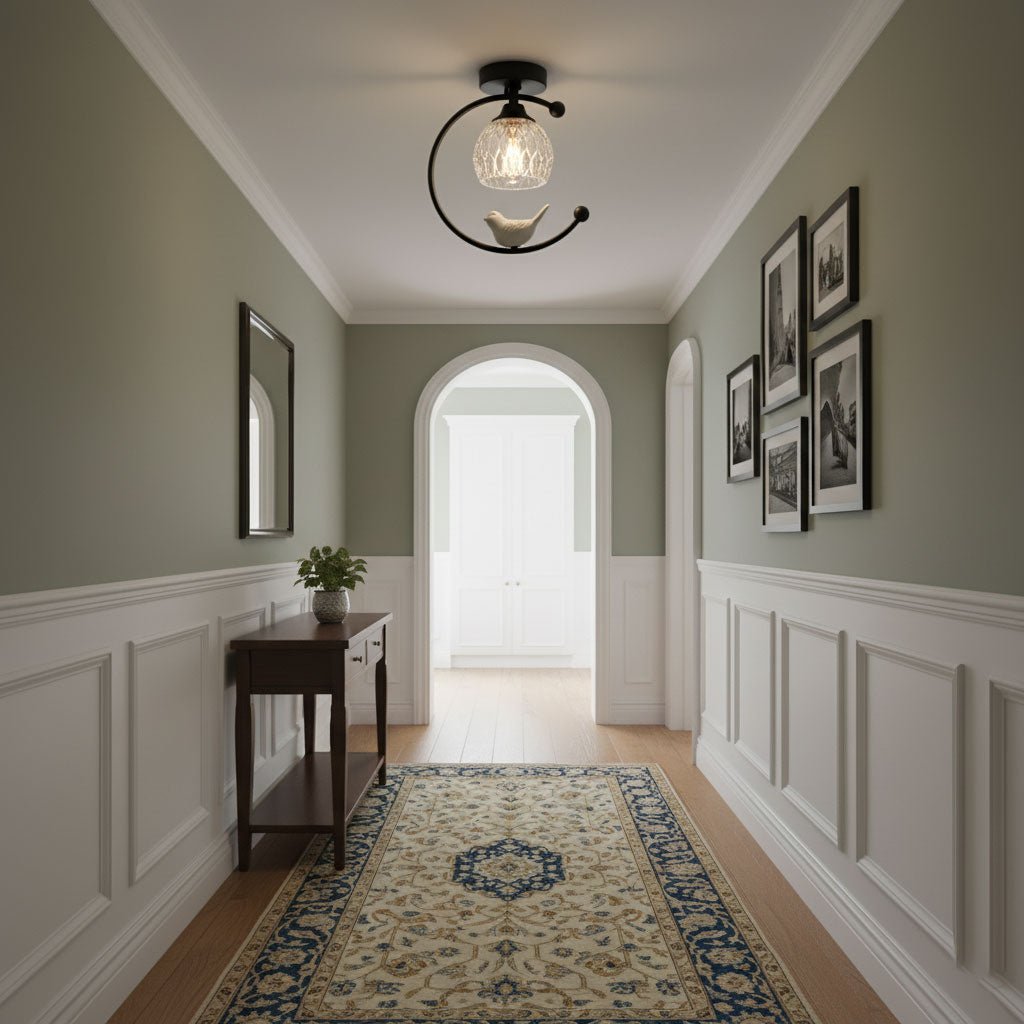 Auri Bird Ceiling Light – Sculptural Brass & Glass Flush Mount