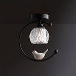Auri Bird Ceiling Light – Sculptural Brass & Glass Flush Mount