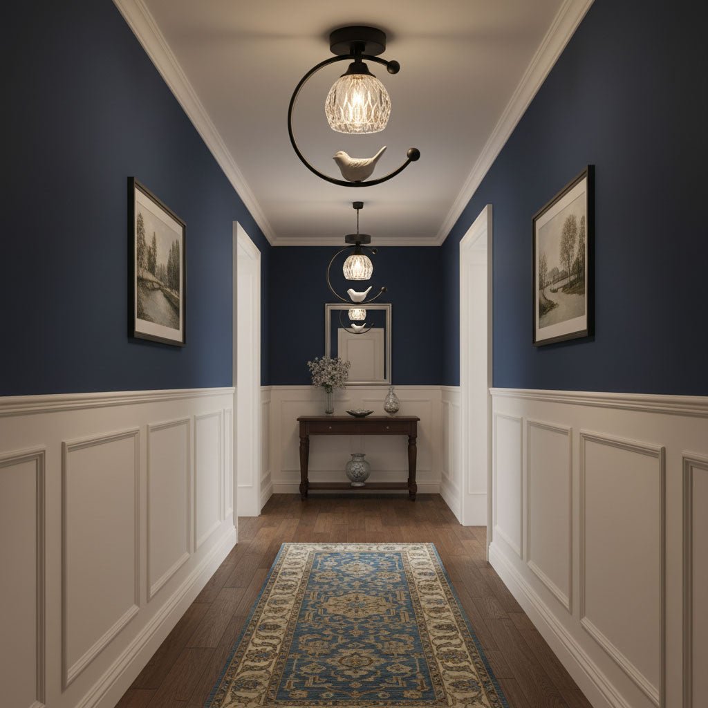 Auri Bird Ceiling Light – Sculptural Brass & Glass Flush Mount