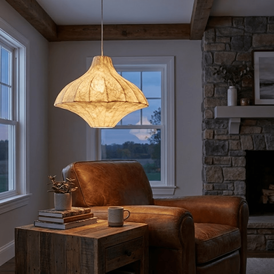 Aurielle Silk Pavilion Pendant Light – Handcrafted Mulberry Silk