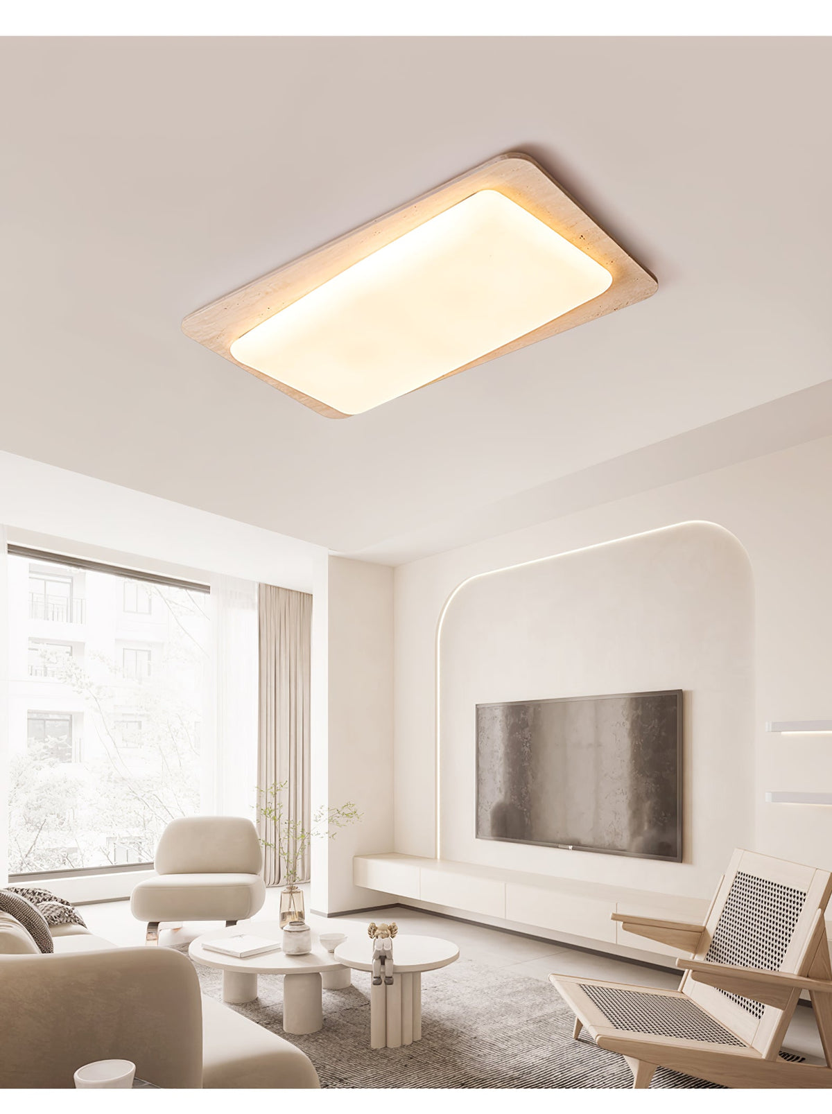 Aurilith Travertine Ceiling Light — Modern Flush Mount LED Fixture