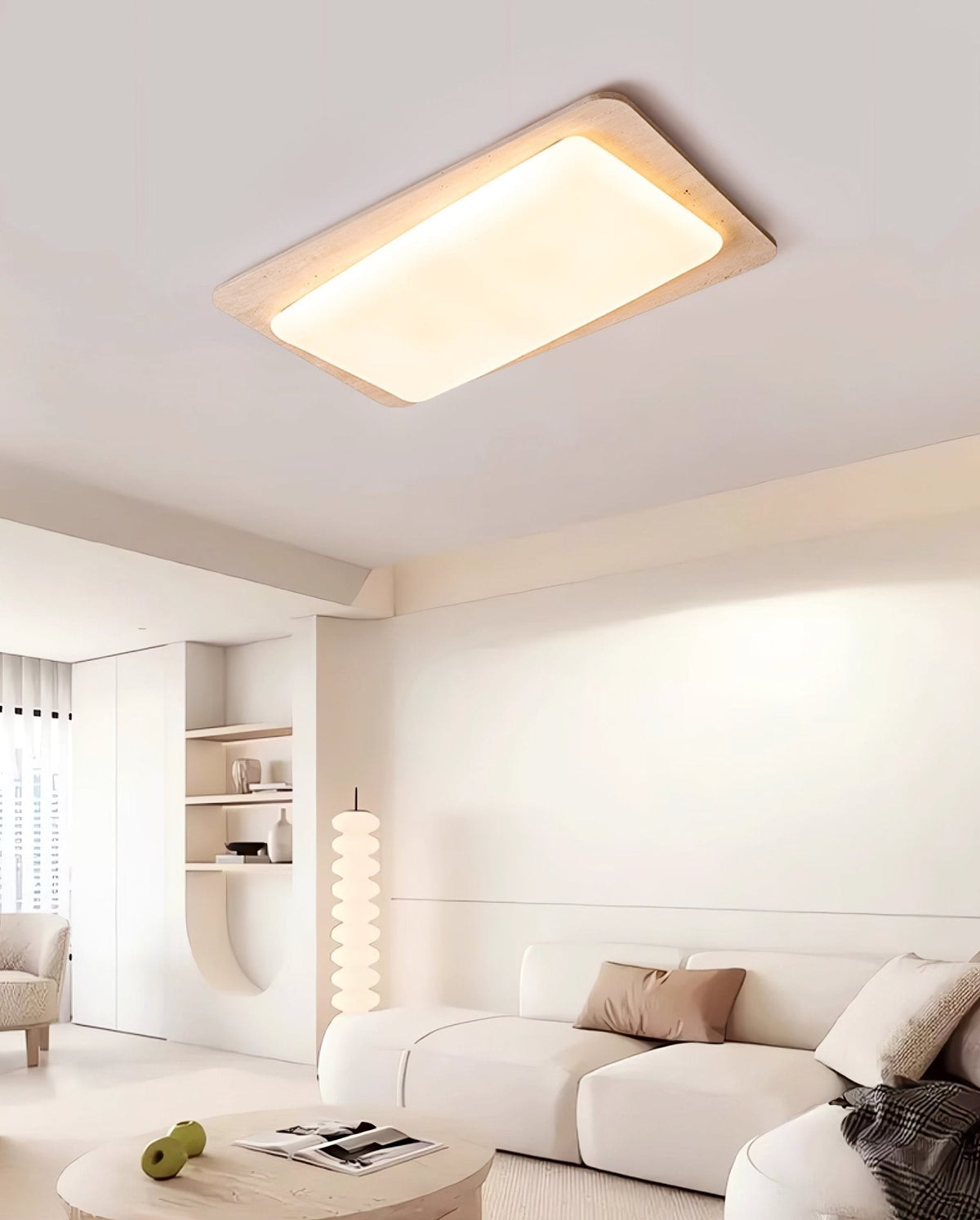 Aurilith Travertine Ceiling Light — Modern Flush Mount LED Fixture