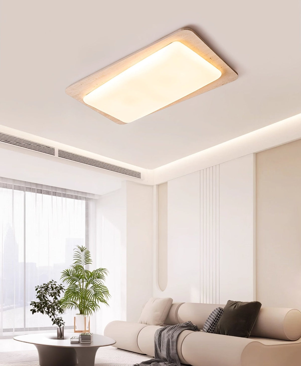 Aurilith Travertine Ceiling Light — Modern Flush Mount LED Fixture