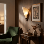 Aurivelle Art Deco Wall Sconce with Fluted Alabaster Glass and Antique Brass