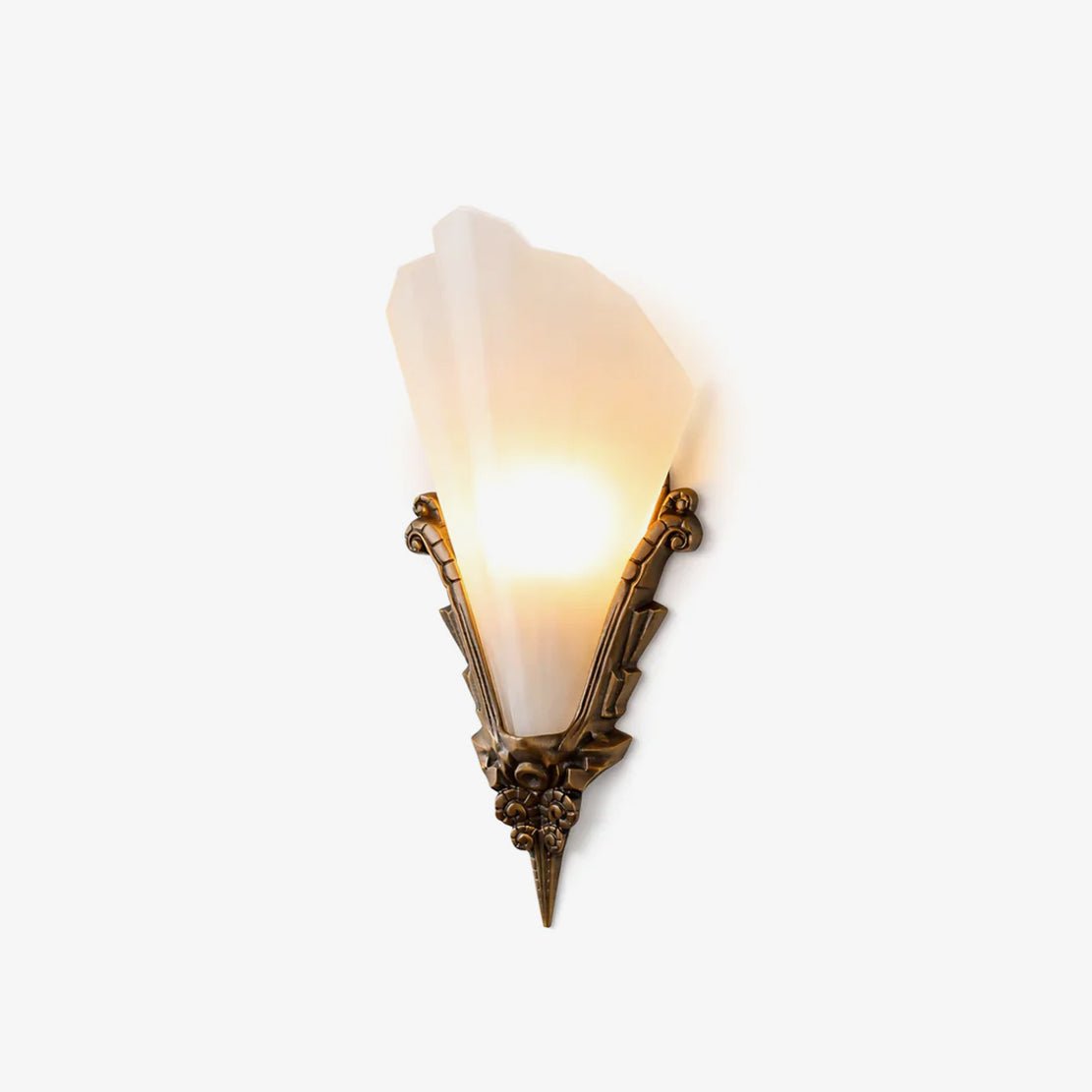 Aurivelle Art Deco Wall Sconce with Fluted Alabaster Glass and Antique Brass