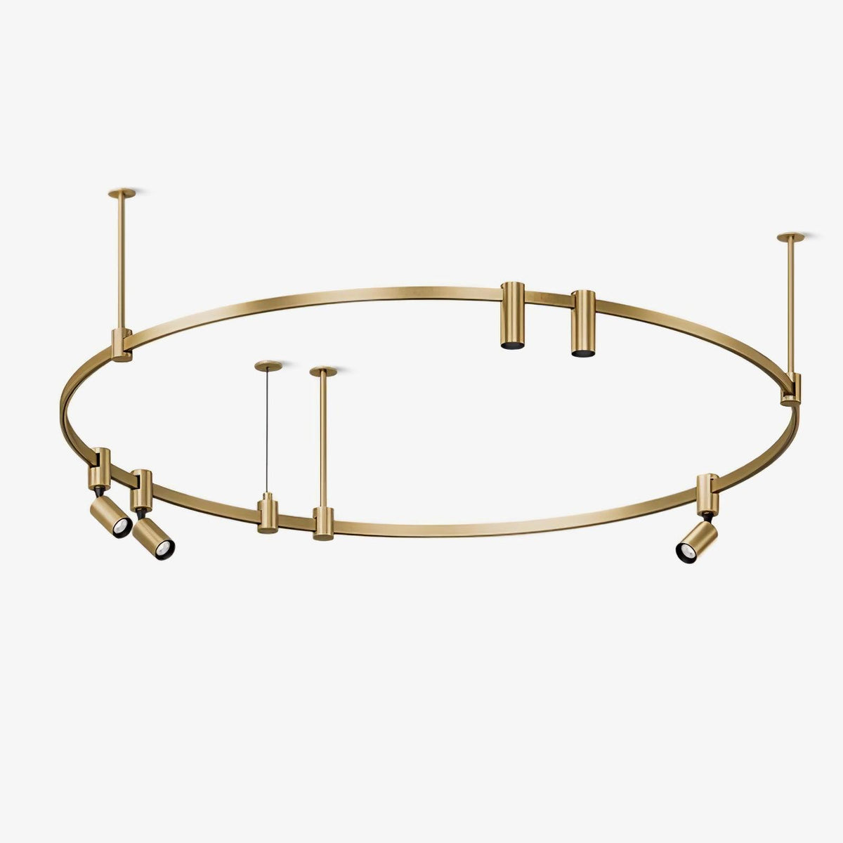 Auroom Round Chandelier in Gold Brass with Clear Acrylic Shades