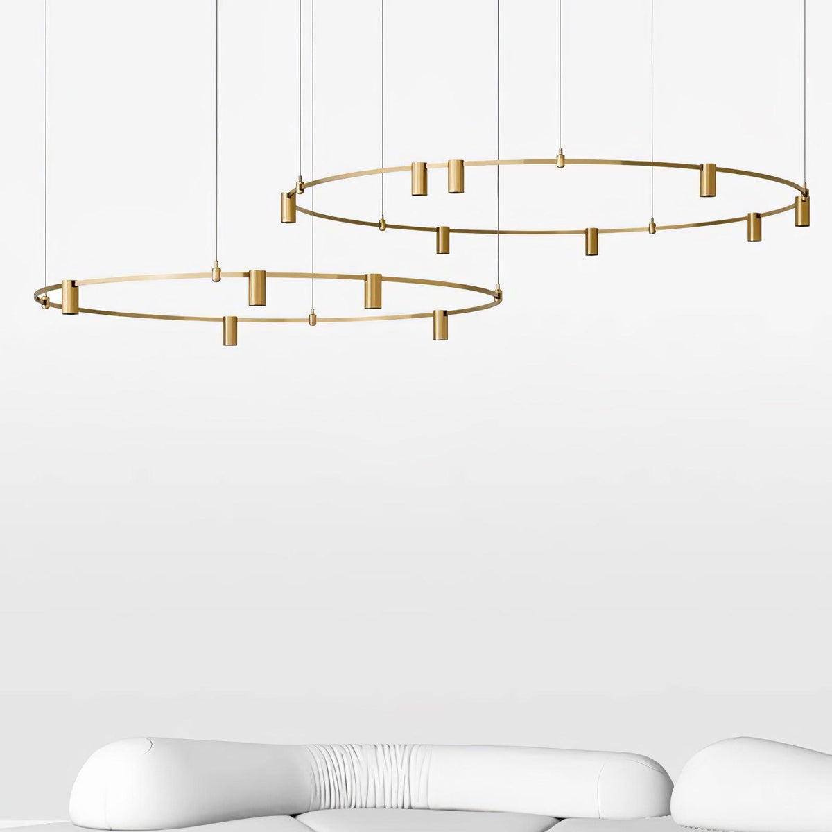 Auroom Round Chandelier in Gold Brass with Clear Acrylic Shades