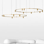 Auroom Round Chandelier in Gold Brass with Clear Acrylic Shades