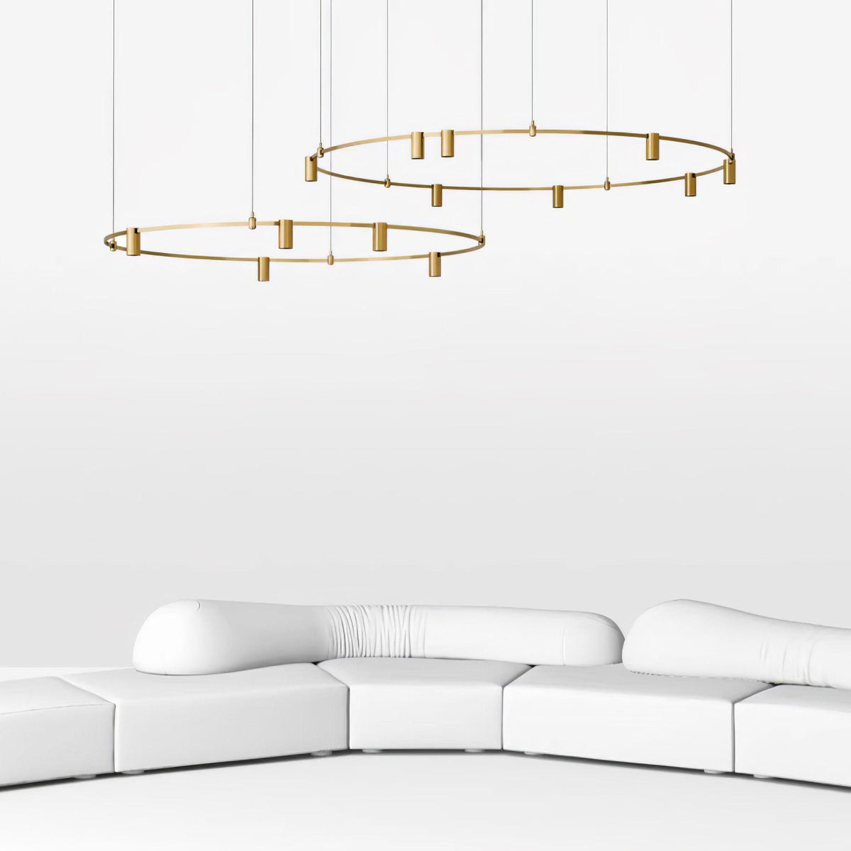 Auroom Round Chandelier in Gold Brass with Clear Acrylic Shades