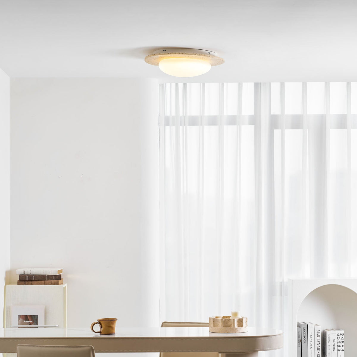 Aurora Travertine Ceiling Light – Modern Flush Mount LED Fixture