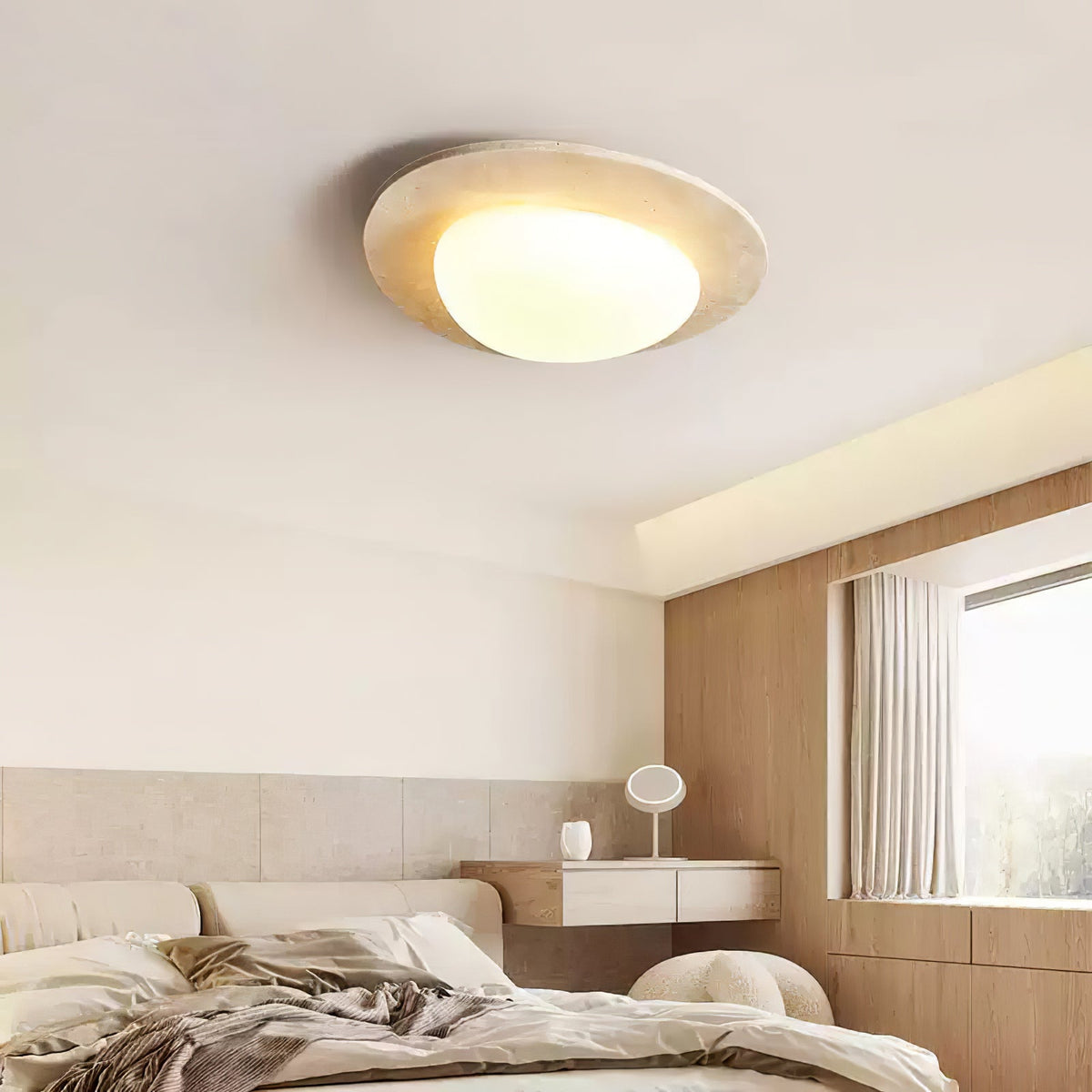 Aurora Travertine Ceiling Light – Modern Flush Mount LED Fixture