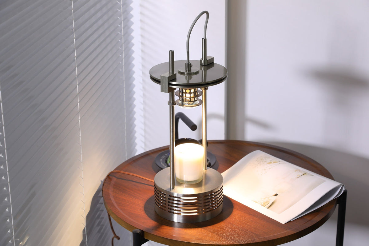 Aurosteel Aroma Table Lamp – Stainless Steel Melting Wax Lamp for Ambient Interiors