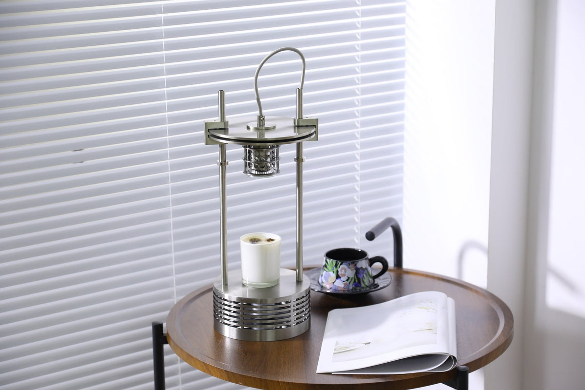 Aurosteel Aroma Table Lamp – Stainless Steel Melting Wax Lamp for Ambient Interiors