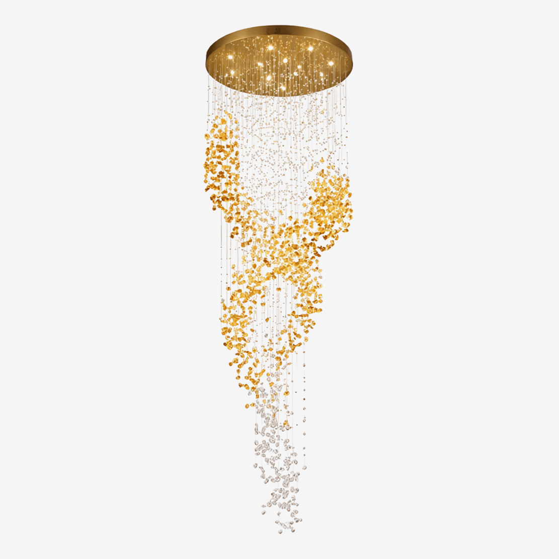 Aurum Cascade Chandelier – 1,500 Crystal Glass Pendant Light in Gold