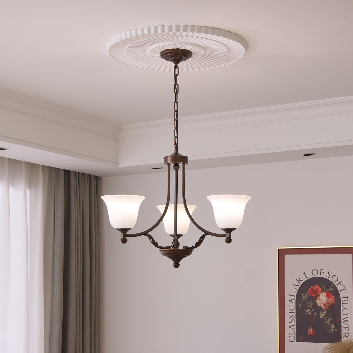 Aveline Bloom Chandelier — Modern Glass & Metal Pendant Light for Dining Room and Living Room