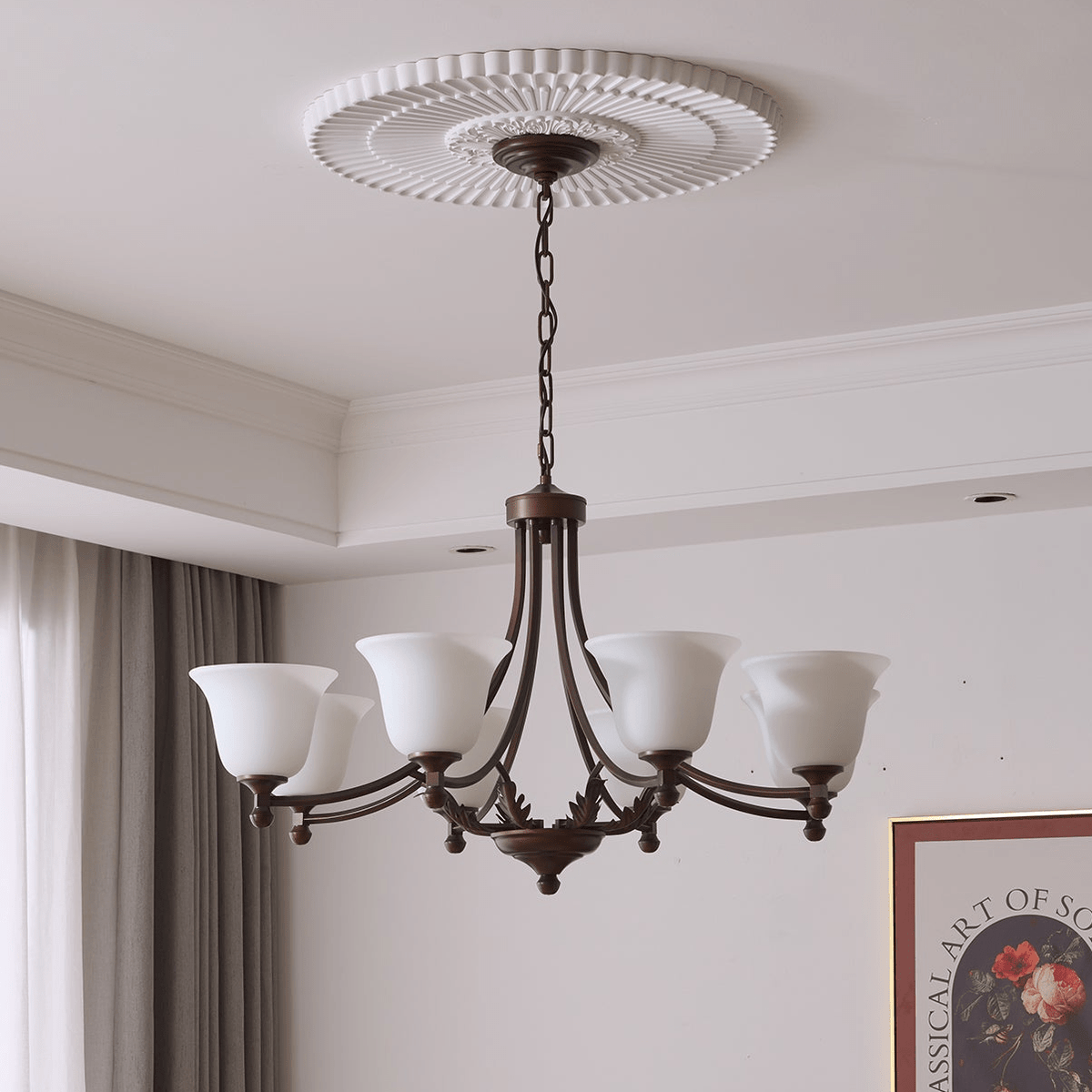 Aveline Bloom Chandelier — Modern Glass & Metal Pendant Light for Dining Room and Living Room