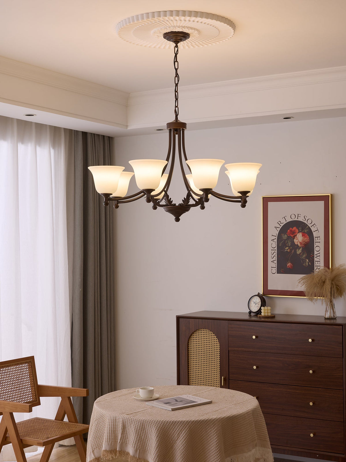 Aveline Bloom Chandelier — Modern Glass & Metal Pendant Light for Dining Room and Living Room