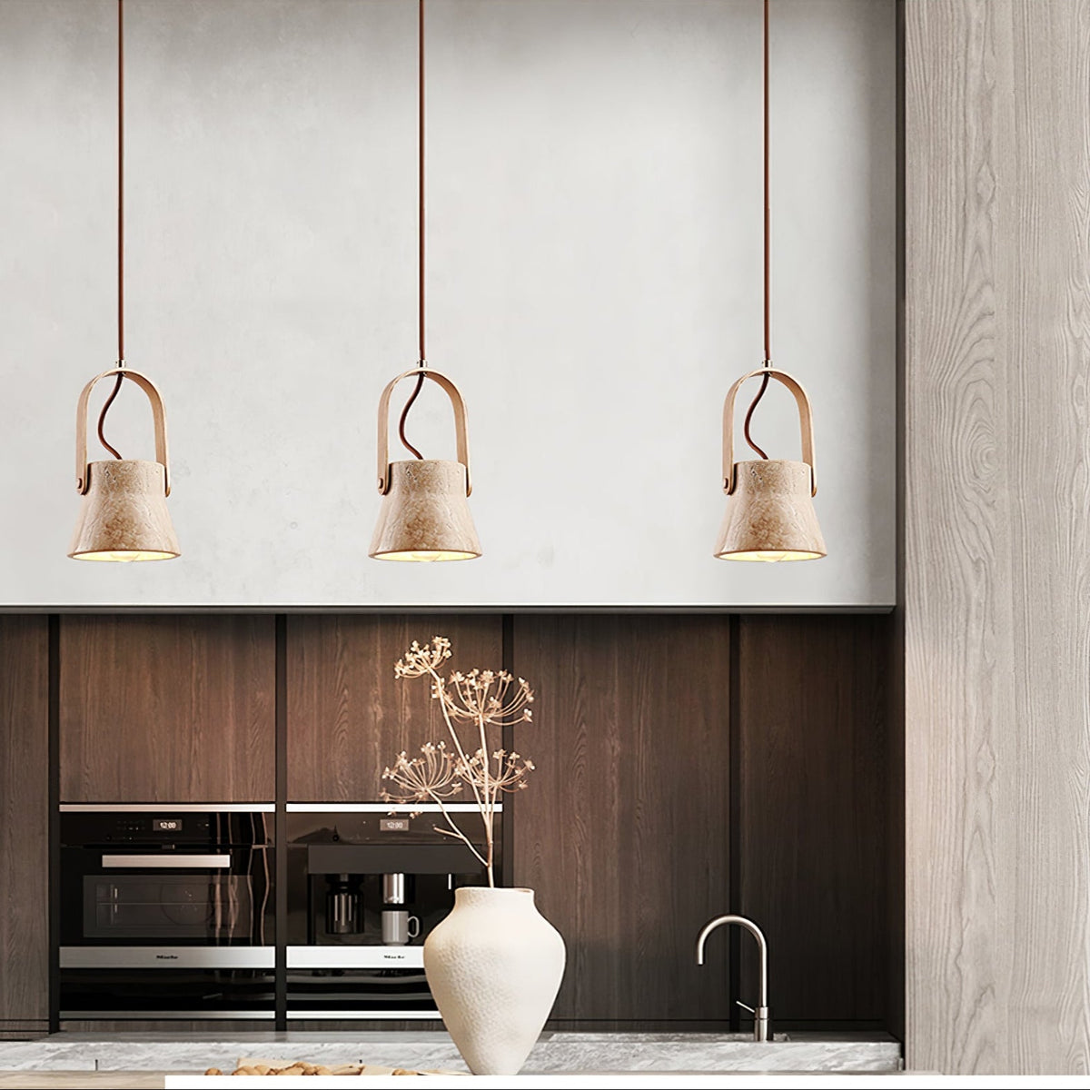 Aveline Travertine Pendant Light – Natural Stone Sculptural Lantern