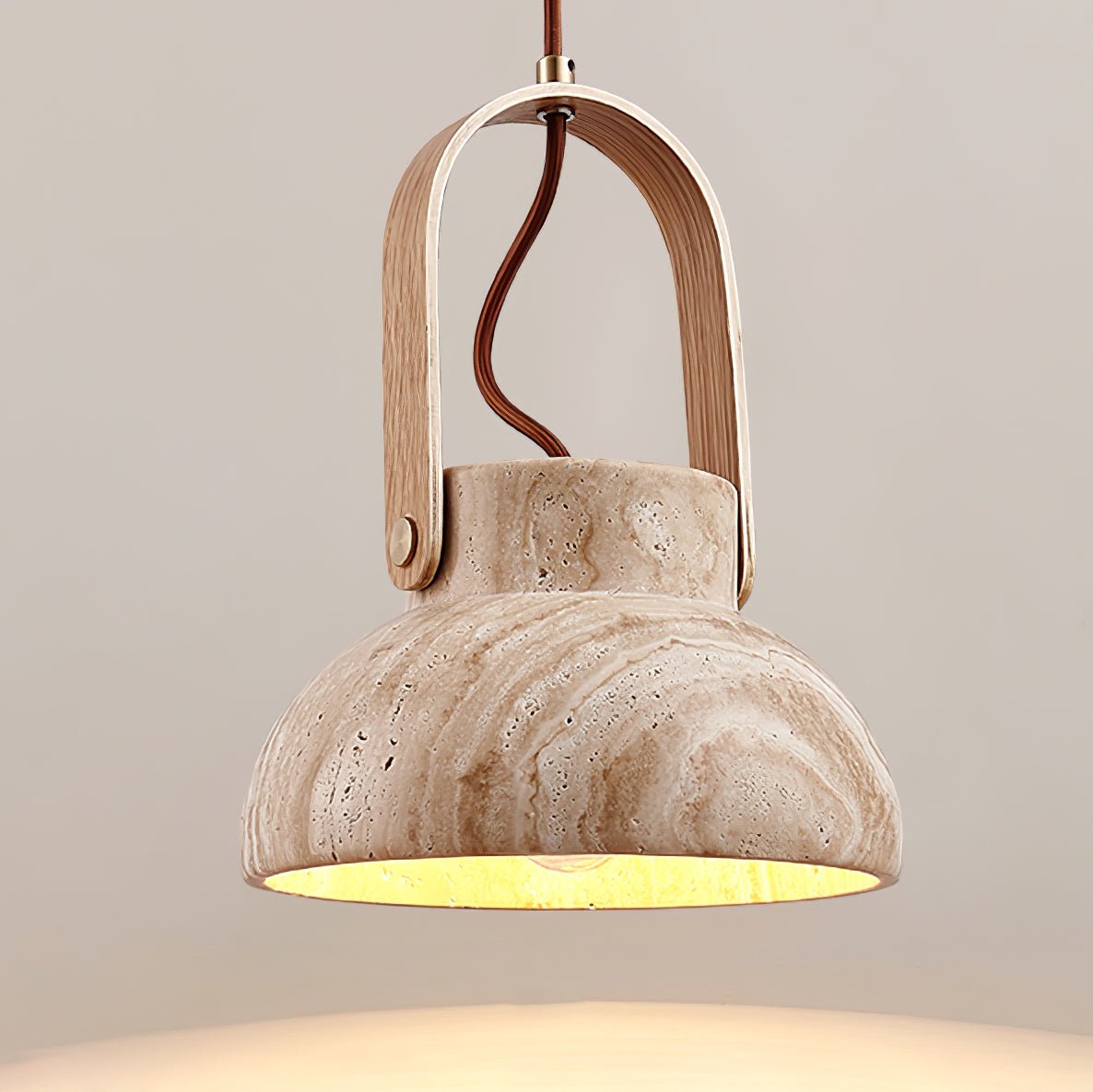 Aveline Travertine Pendant Light – Natural Stone Sculptural Lantern