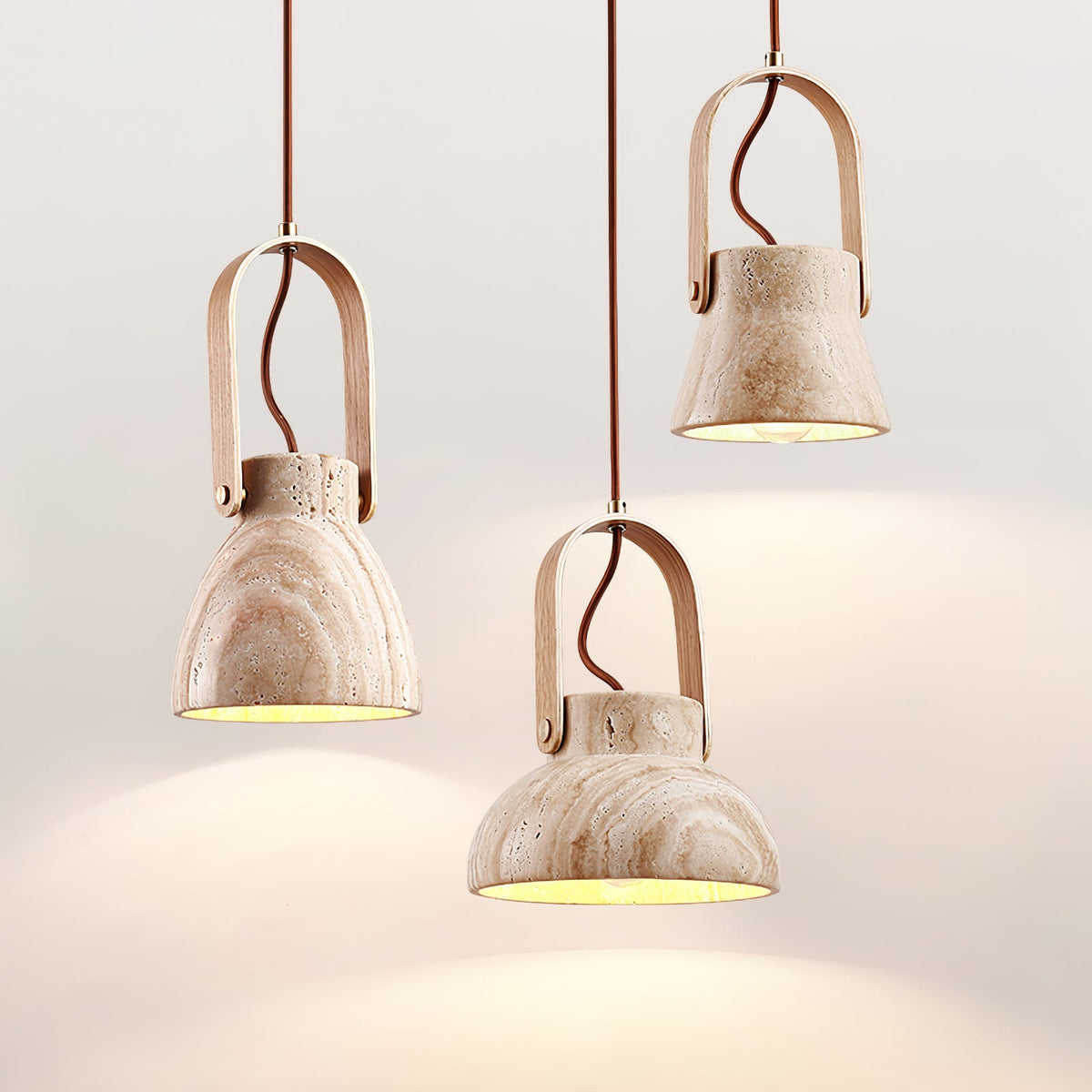 Aveline Travertine Pendant Light – Natural Stone Sculptural Lantern