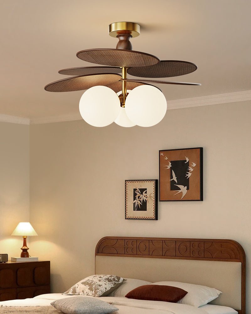 Averis Semi Flush Ceiling Light in Raffia and Glass for Modern Interiors