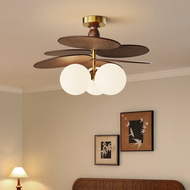 Averis Semi Flush Ceiling Light in Raffia and Glass for Modern Interiors