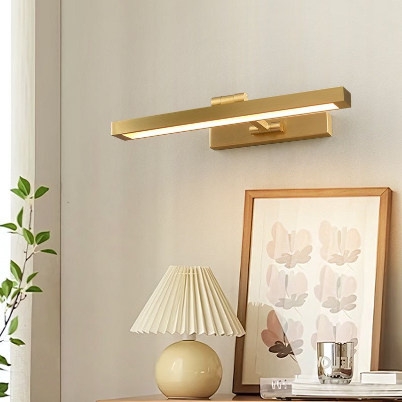 Avery Brass Wall Sconce – Modern Adjustable LED Wall Light for Bedroom, Living Room, and Office