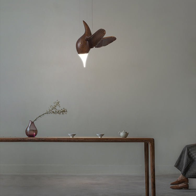 Avian Flight Chandelier – Sculptural Wooden Bird Pendant Light