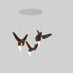 Avian Flight Chandelier – Sculptural Wooden Bird Pendant Light