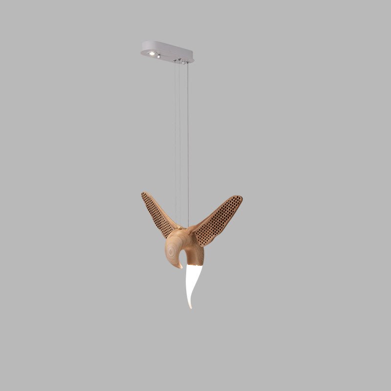 Avian Flight Chandelier – Sculptural Wooden Bird Pendant Light
