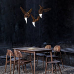Avian Flight Chandelier – Sculptural Wooden Bird Pendant Light