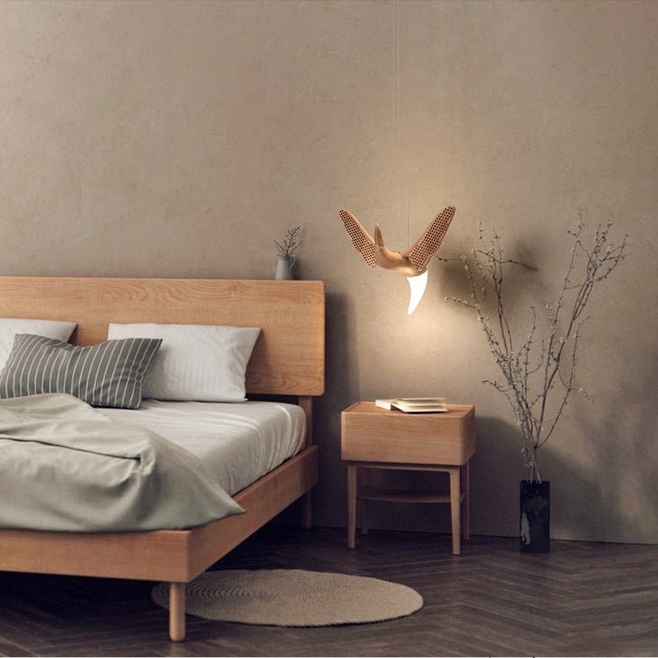 Avian Flight Chandelier – Sculptural Wooden Bird Pendant Light