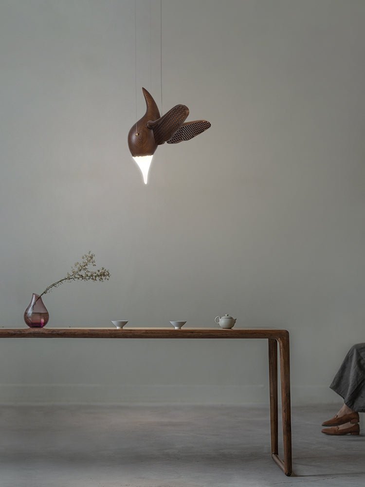 Avian Flight Chandelier – Sculptural Wooden Bird Pendant Light