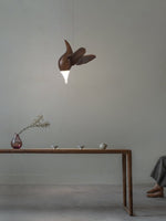 Avian Flight Chandelier – Sculptural Wooden Bird Pendant Light