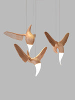Avian Flight Chandelier – Sculptural Wooden Bird Pendant Light