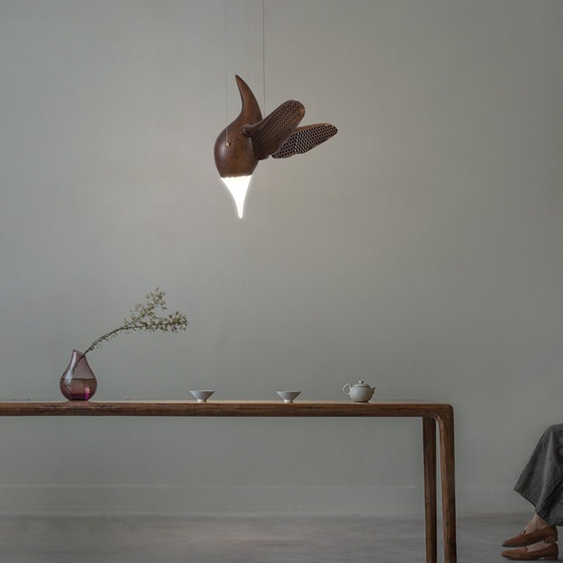 Avian Flight Chandelier – Sculptural Wooden Bird Pendant Light