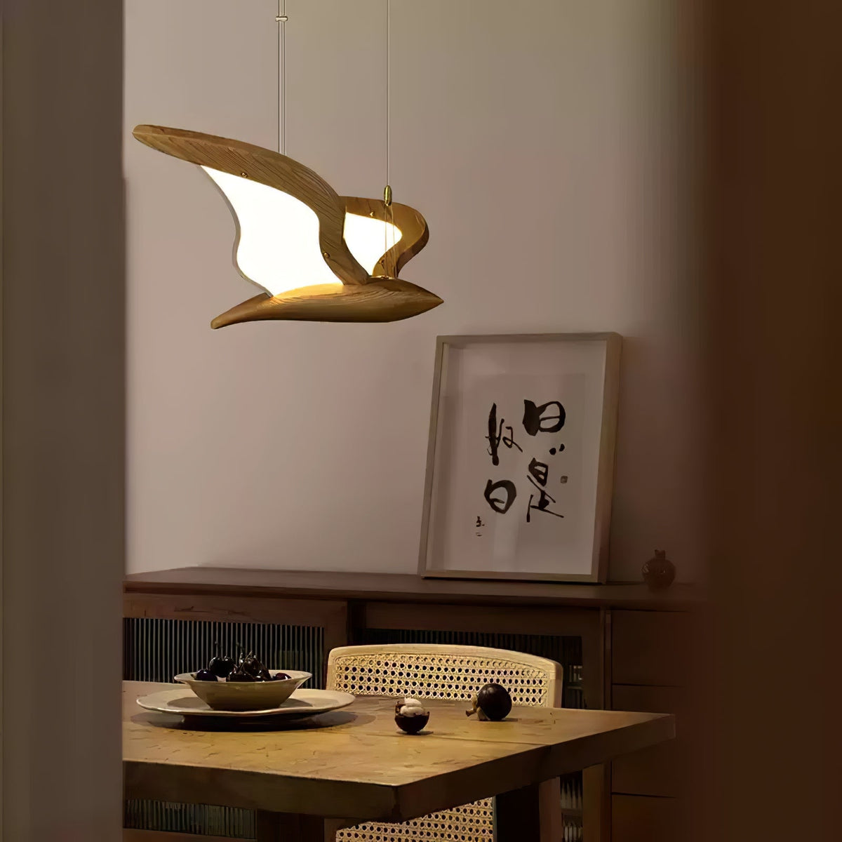 Avina Wing Pendant Light – Sculptural Wood LED Chandelier for Modern Interiors