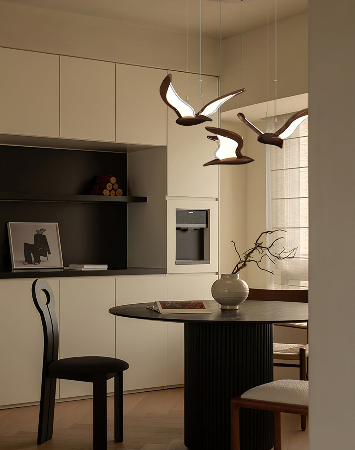 Avina Wing Pendant Light – Sculptural Wood LED Chandelier for Modern Interiors