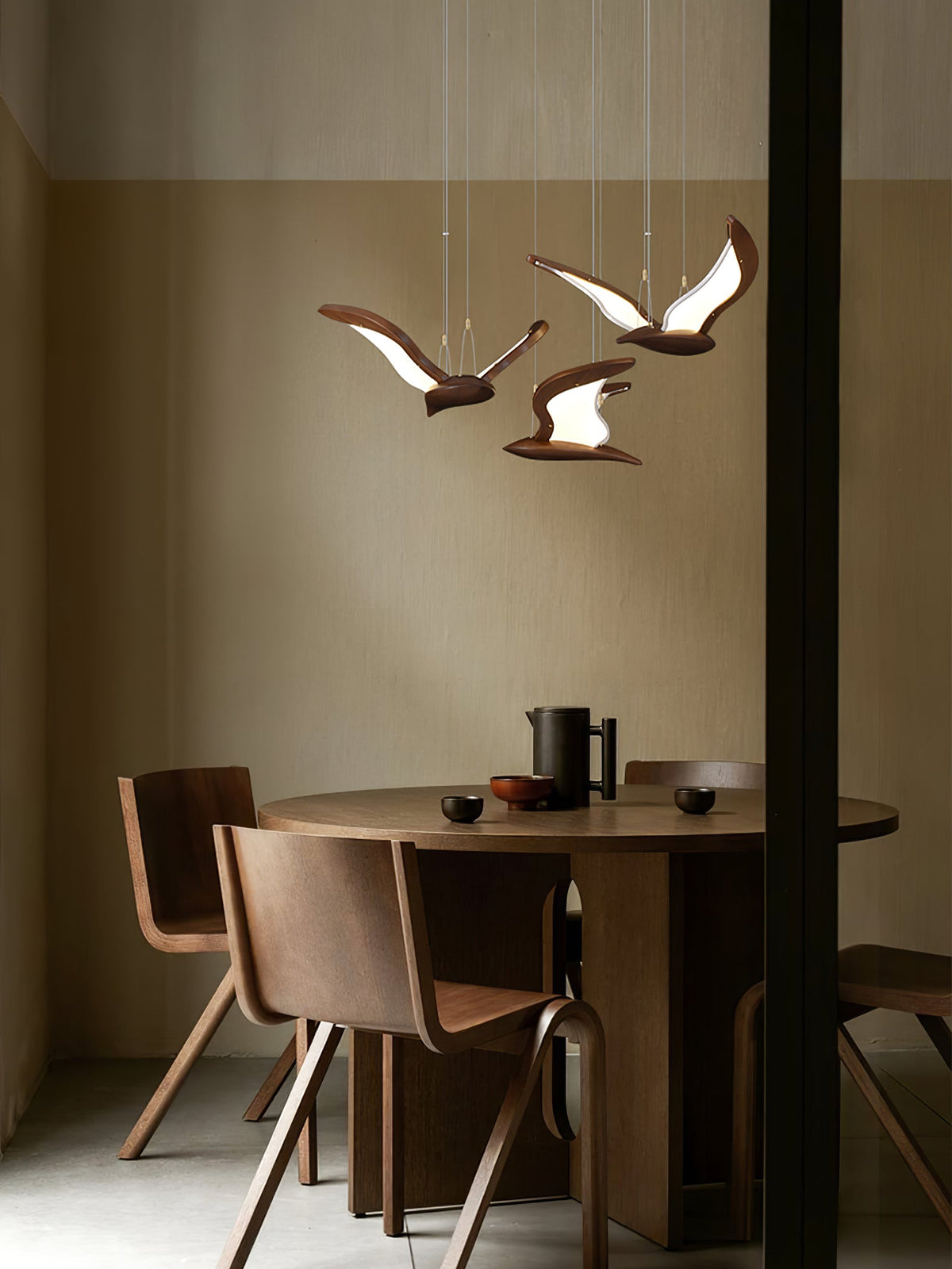 Avina Wing Pendant Light – Sculptural Wood LED Chandelier for Modern Interiors