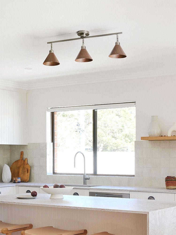 Axiom Directional Ceiling Lamp with Wooden Shades
