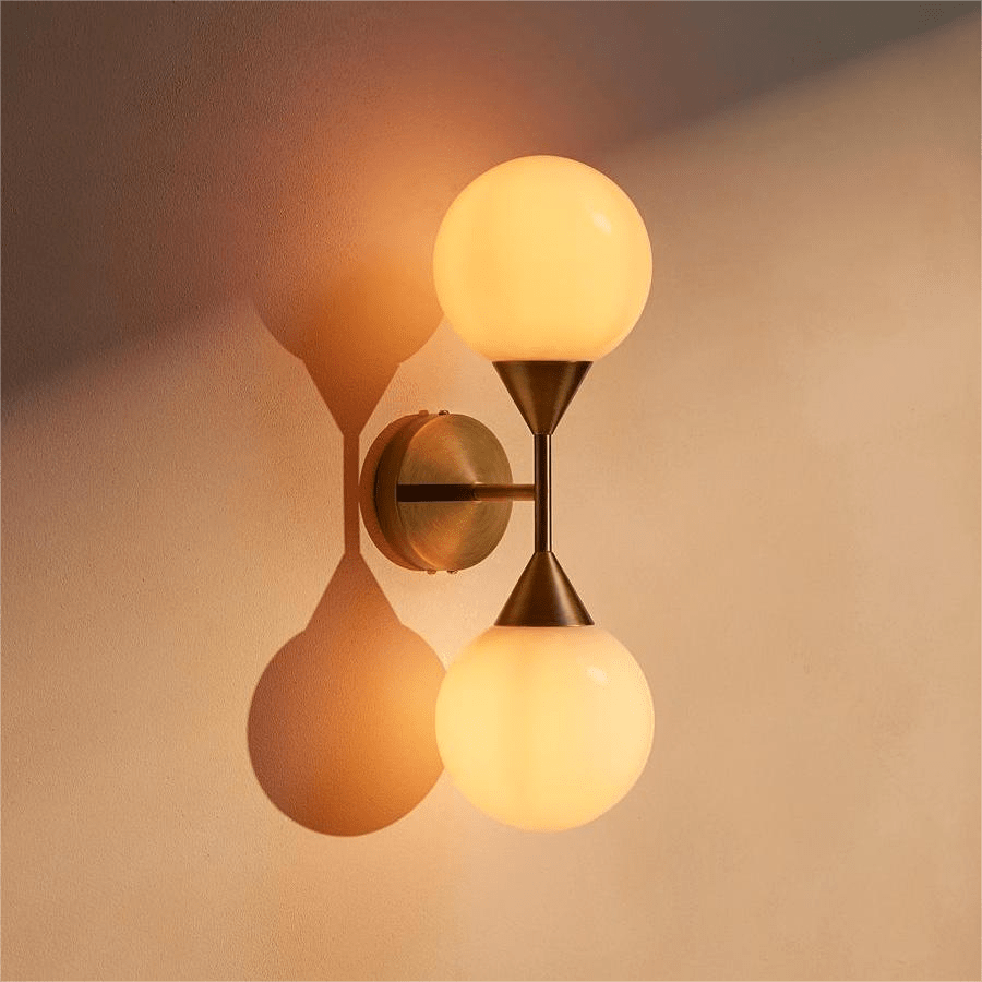Axis Duo Wall Sconce in Brass and Glass