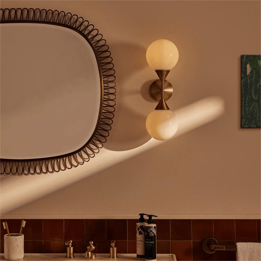 Axis Duo Wall Sconce in Brass and Glass