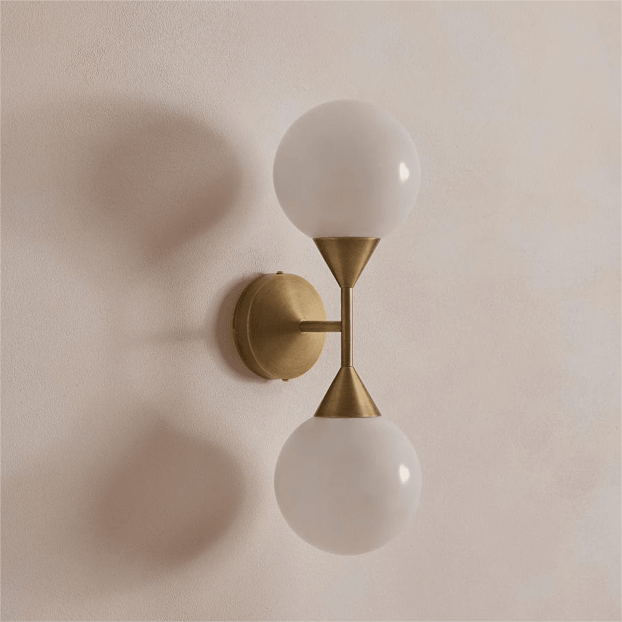 Axis Duo Wall Sconce in Brass and Glass