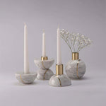 Axis Sphere Marble Candle Holder – Sculptural Tabletop Accent in Natural Stone