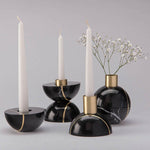 Axis Sphere Marble Candle Holder – Sculptural Tabletop Accent in Natural Stone