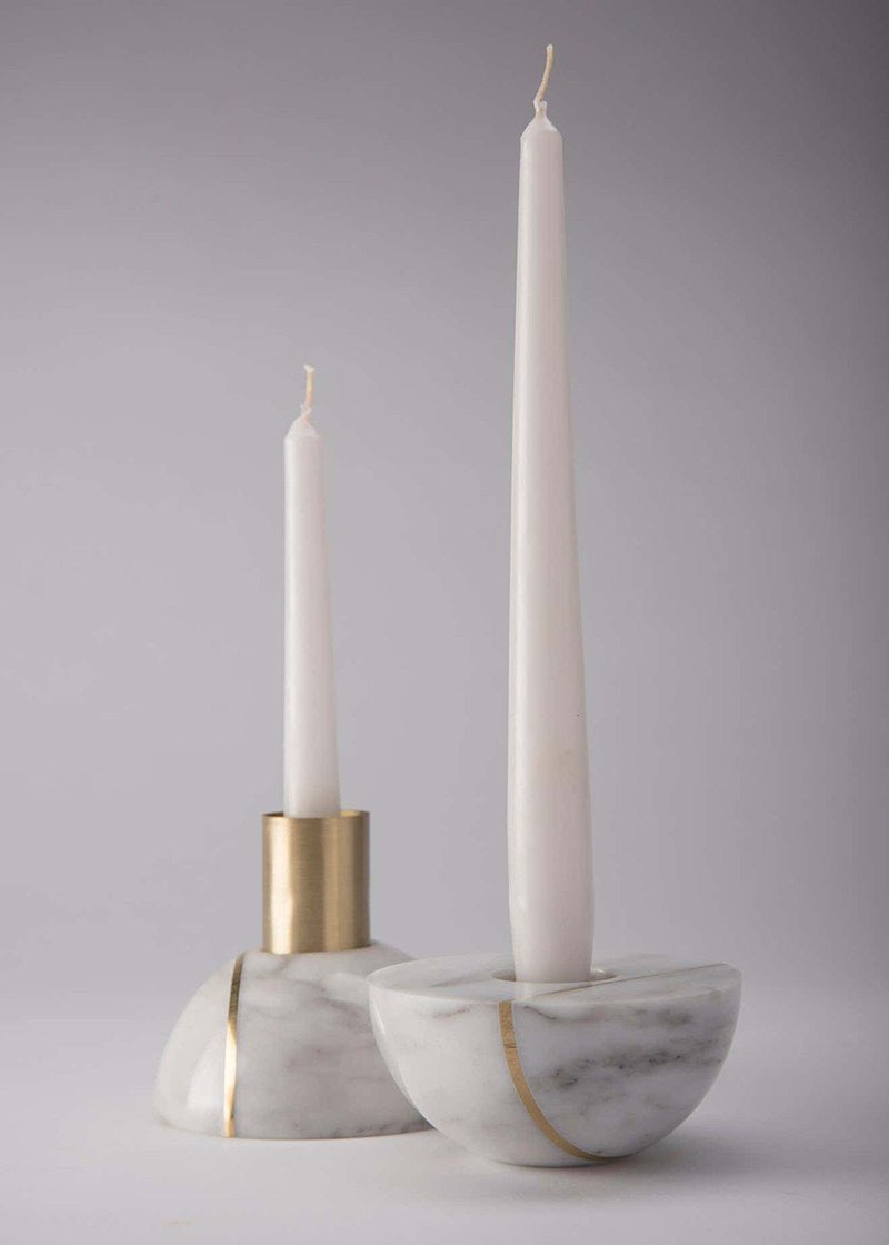 Axis Sphere Marble Candle Holder – Sculptural Tabletop Accent in Natural Stone