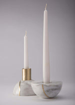 Axis Sphere Marble Candle Holder – Sculptural Tabletop Accent in Natural Stone